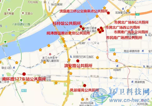 濱江10座智慧公廁地址分布。